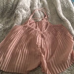 Flowery rose colored accordion blouse